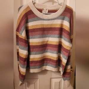 Cropped pastel striped sweater